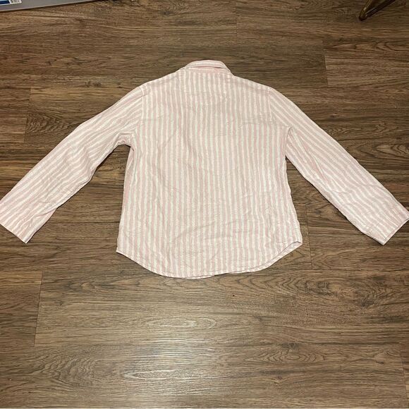 Victoria’s Secret Striped Long Sleeve Pants Pajama Set Pink White Silver Medium - Picture 6 of 15